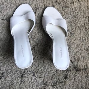 White low heel slides